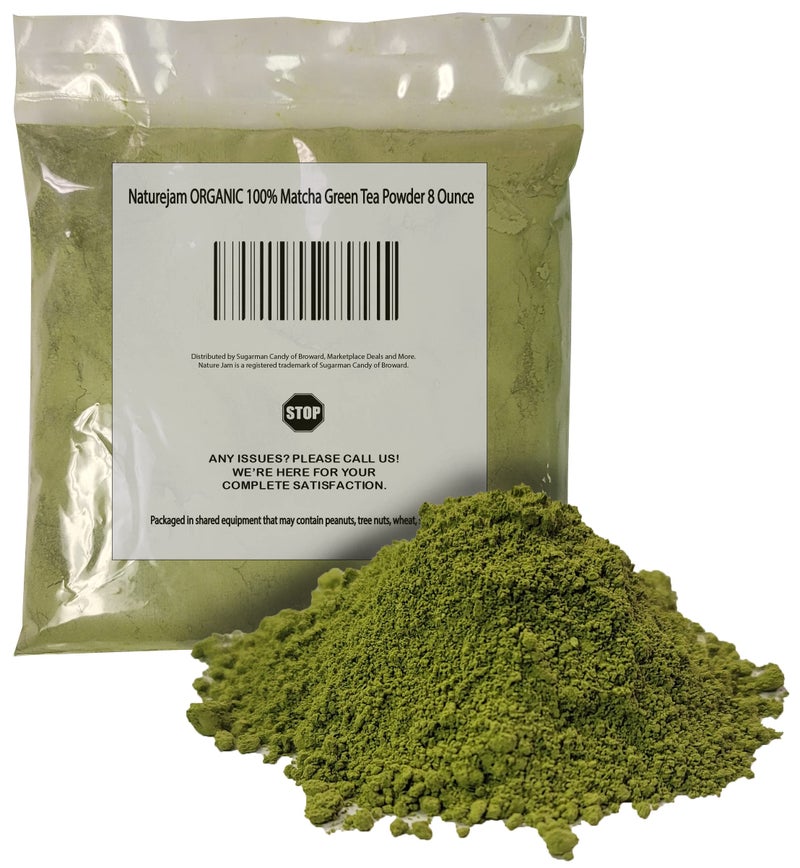Naturejam Organic 100% Matcha Green Tea Powder 8 Ounce/228 Grams-Premium Culinary Grade for Smoothies, Latte and Baking-A Great Coffee Substitute 75-125 Servings - Image 1
