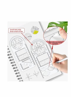 KASTWAVE 3Pcs Multifunctional Geometric Ruler, Mathematics Drawing Ruler, Geometric Drawing Template Measuring Draft Rulers for Student School Office  - Image 3