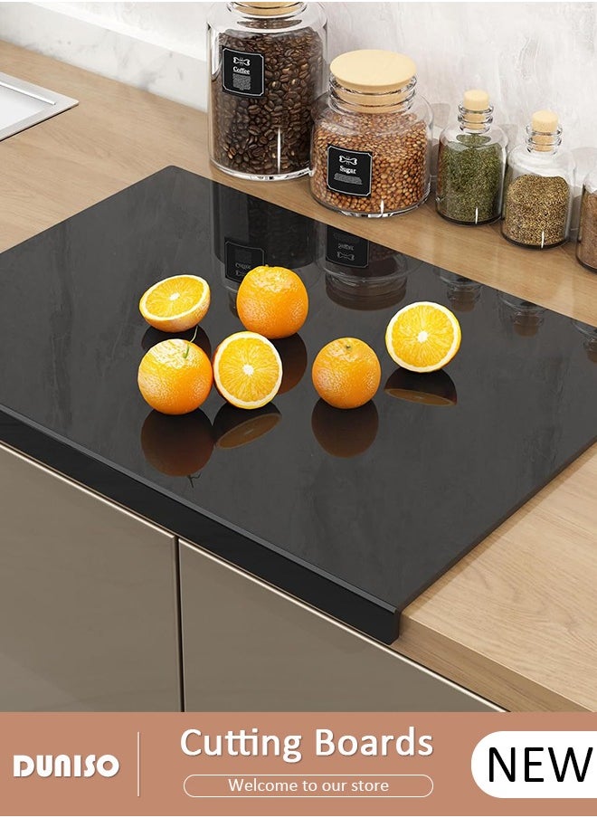 DUNISO Acrylic Cutting Board with Counter Lip,Cutting Board for Counter Countertop Protector Home Restaurant,Non-Slip,3mm Thicker,Perfect for Bread,Meat,Veggies More,Great Kitchen Essential Gadgets (Black)  - Image 1