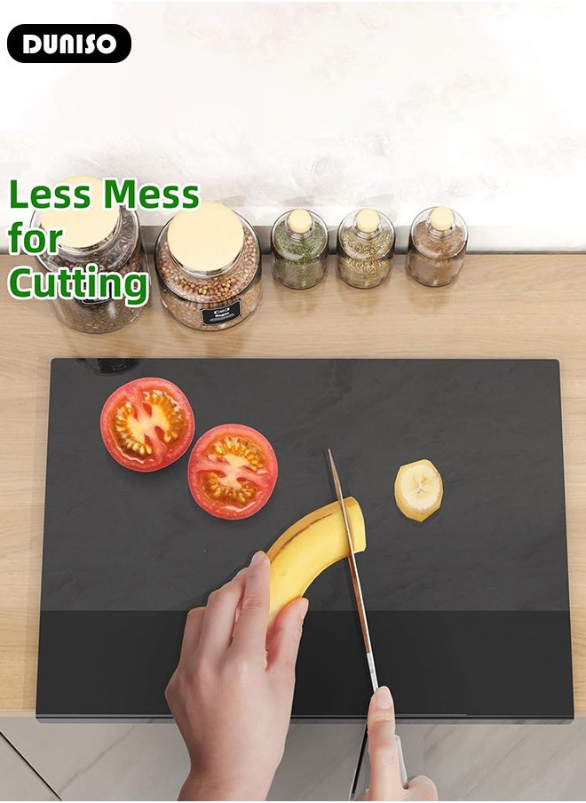 DUNISO Acrylic Cutting Board with Counter Lip,Cutting Board for Counter Countertop Protector Home Restaurant,Non-Slip,3mm Thicker,Perfect for Bread,Meat,Veggies More,Great Kitchen Essential Gadgets (Black)  - Image 5