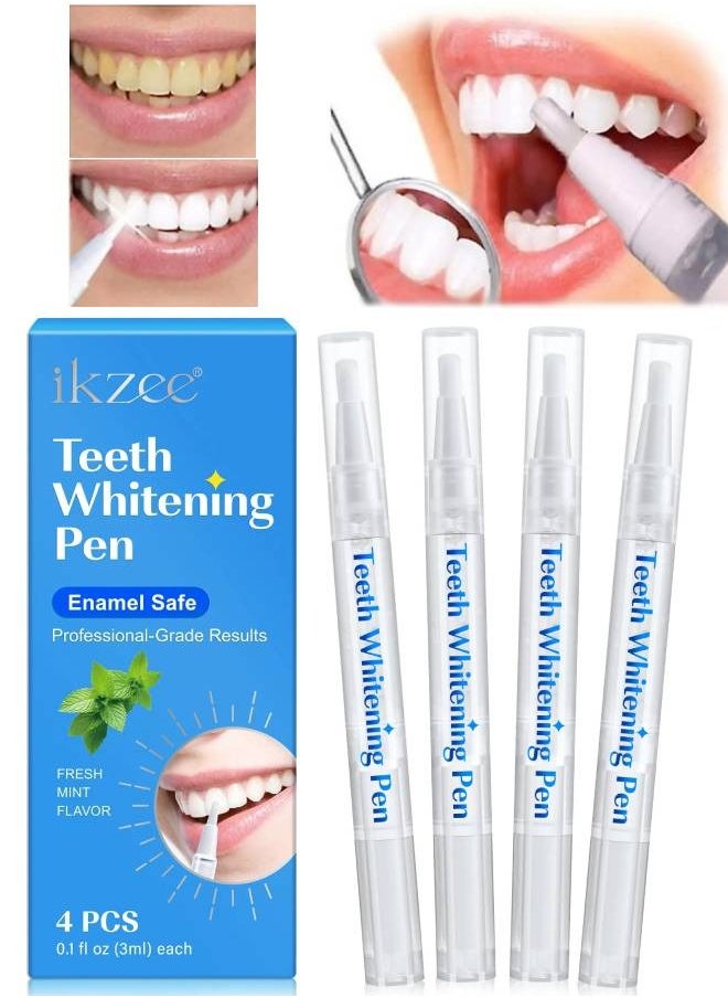 IKZEE 4Pcs Teeth Whitening Pen with Mint Flavor Tooth Whitening Pen Removes Coffee Tea Stains and Freshens Breath Teeth Stain Remover Teeth Whitening Pen  - Image 1