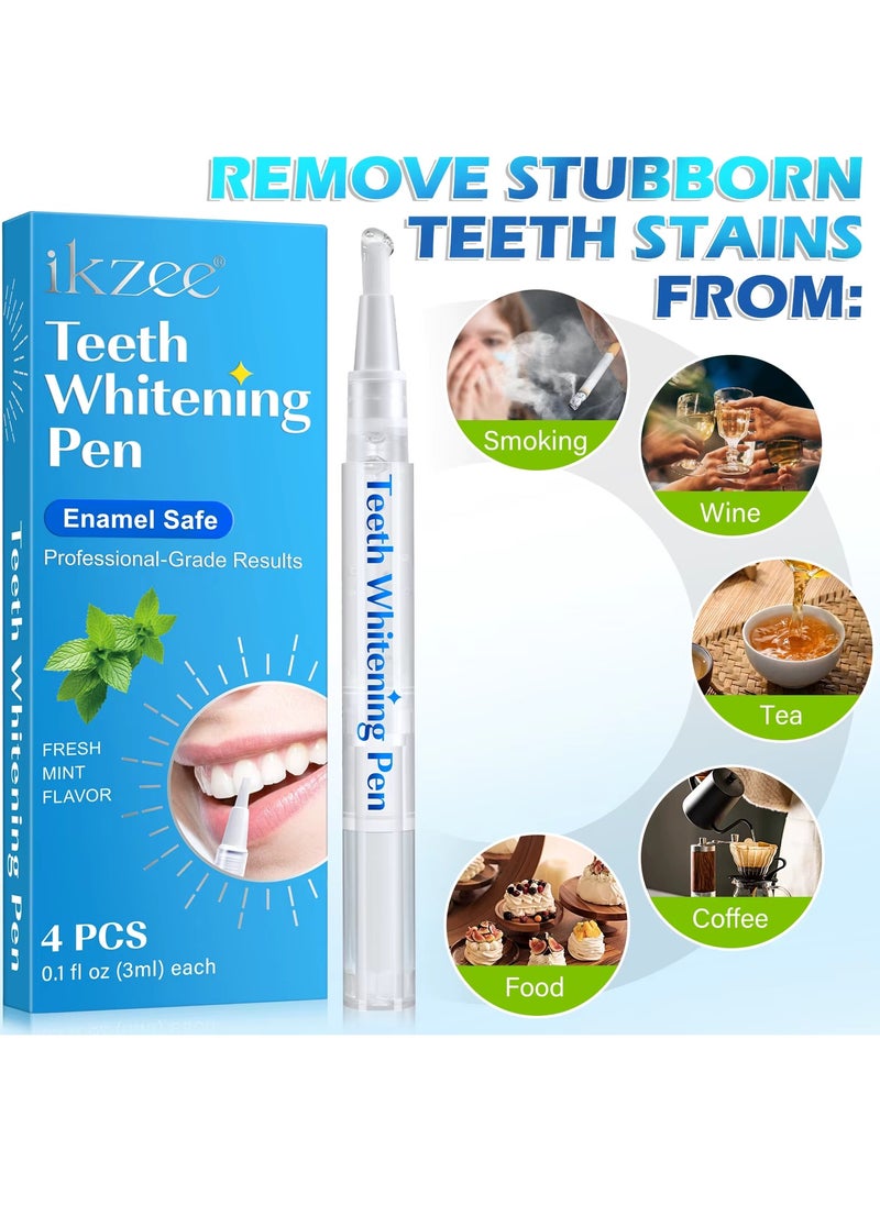 IKZEE 4Pcs Teeth Whitening Pen with Mint Flavor Tooth Whitening Pen Removes Coffee Tea Stains and Freshens Breath Teeth Stain Remover Teeth Whitening Pen  - Image 4