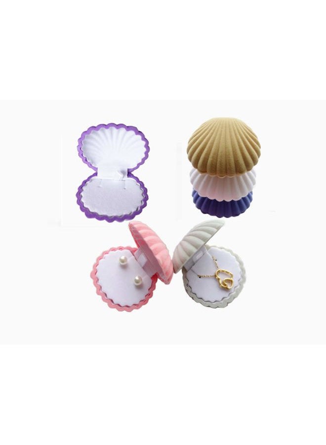 HAMIYELL Pack of 6 Velvet Earring Gift Box Shell Jewelry Storage Case Showcase Display Organizer Box for Necklace (White) - Image 1