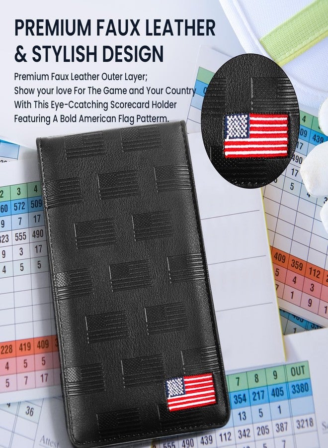 FINGER TEN Golf Scorecard Holder with 2 Free Pencils Set (USA Flag) - Image 3