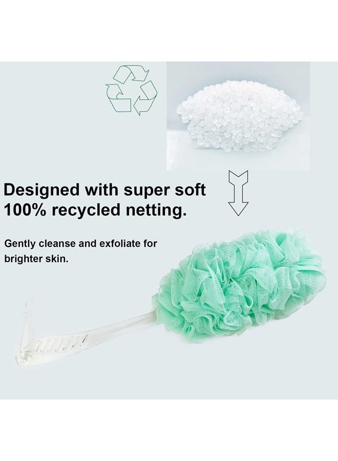 PPHAO BASIC PPHAO - Bath Loofahs on a Stick for Men - Bath Brush Long Handle for Shower Elderly - Loofah Sponge for Women - Plastic Loofah - Bath Body Brush - Green Loofah - 2Pack - Image 5