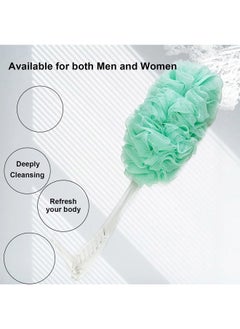 PPHAO BASIC PPHAO - Bath Loofahs on a Stick for Men - Bath Brush Long Handle for Shower Elderly - Loofah Sponge for Women - Plastic Loofah - Bath Body Brush - Green Loofah - 2Pack  - Image 4