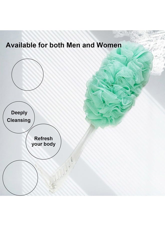 PPHAO BASIC PPHAO - Bath Loofahs on a Stick for Men - Bath Brush Long Handle for Shower Elderly - Loofah Sponge for Women - Plastic Loofah - Bath Body Brush - Green Loofah - 2Pack - Image 4