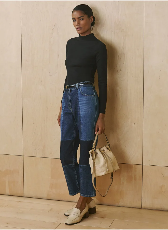 REISS Patch Straight Leg Jean
