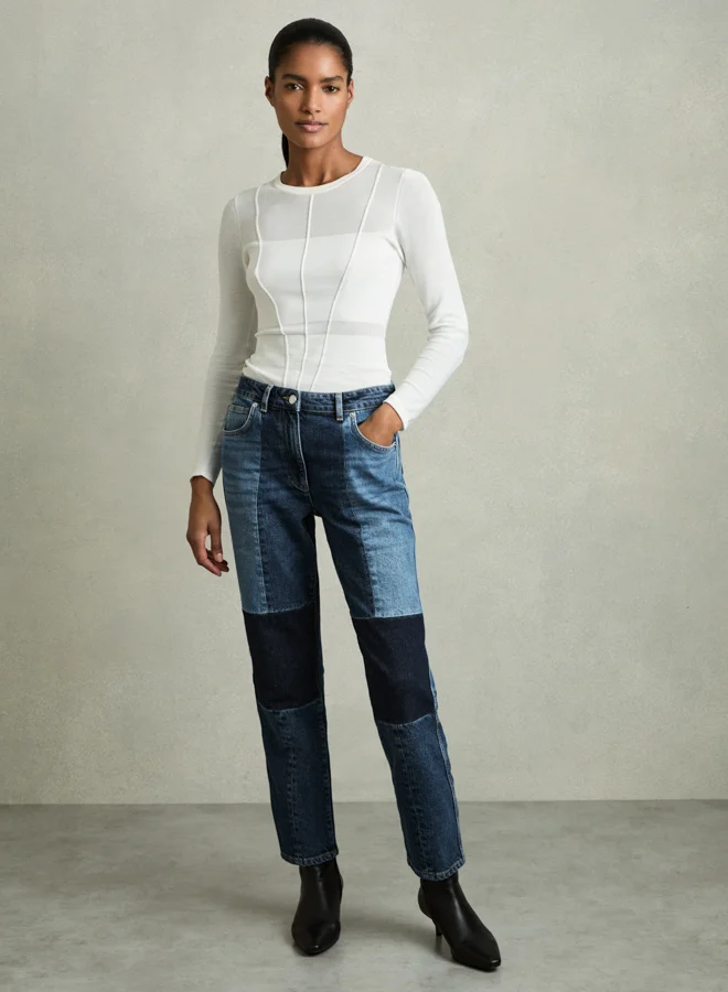 REISS Patch Straight Leg Jean