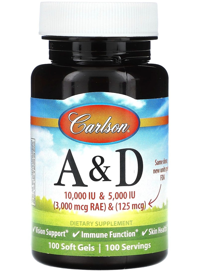 Vitamin A & D, 100 Soft Gels
