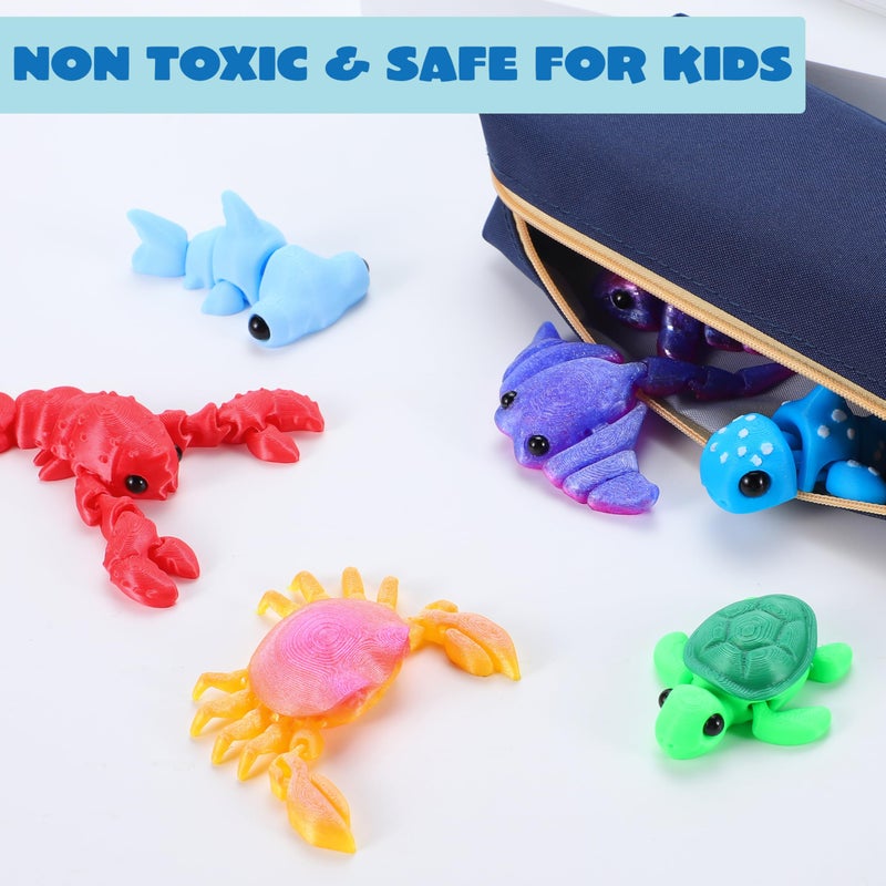 JOYIN 12 Pcs 3D Printed Ocean Animals Set, Mini Animals 3D Printed Toys - Cute Articulated Flexible Figurines Fidget Toys for Easter Party Favors Birthday Gifts Desk Pets Office Home Decor - Image 4