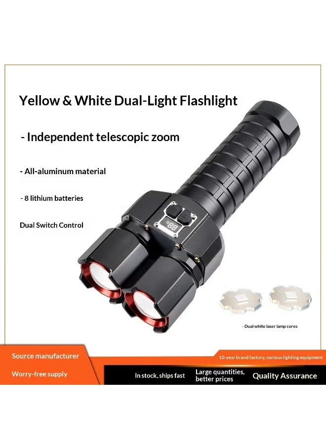بلو فاير مصباح يدوي LED قابل لإعادة الشحن - كشاف تكتيكي عالي السطوع مع إضاءة بيضاء وصفراء مزدوجة | شعاع طويل المدى قابل للتكبير، هيكل من سبائك الألمنيوم مقاوم للماء، كشاف محمول للتخييم والمشي لمسافات طويلة والطوارئ والأمان الخارجي - Image 5
