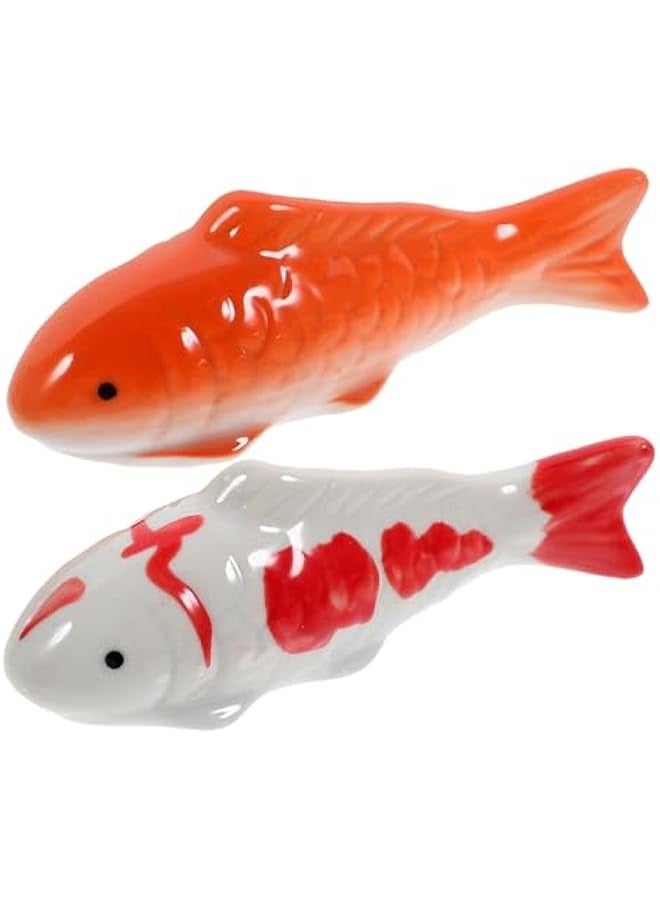 Generic Aquarium Floating Fish, 2pcs Ceramic Goldfish Koi Fish Figurines, Realistic Fish Tank Fish, Floatable Tea Pet Decor, for Fairy Garden, Pond - Image 1