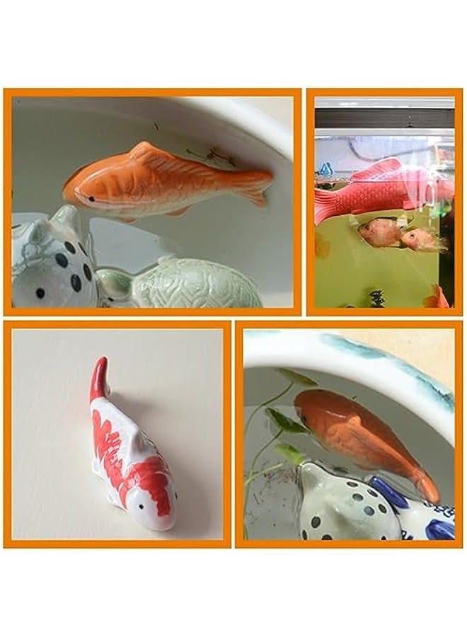 Generic Aquarium Floating Fish, 2pcs Ceramic Goldfish Koi Fish Figurines, Realistic Fish Tank Fish, Floatable Tea Pet Decor, for Fairy Garden, Pond - Image 5