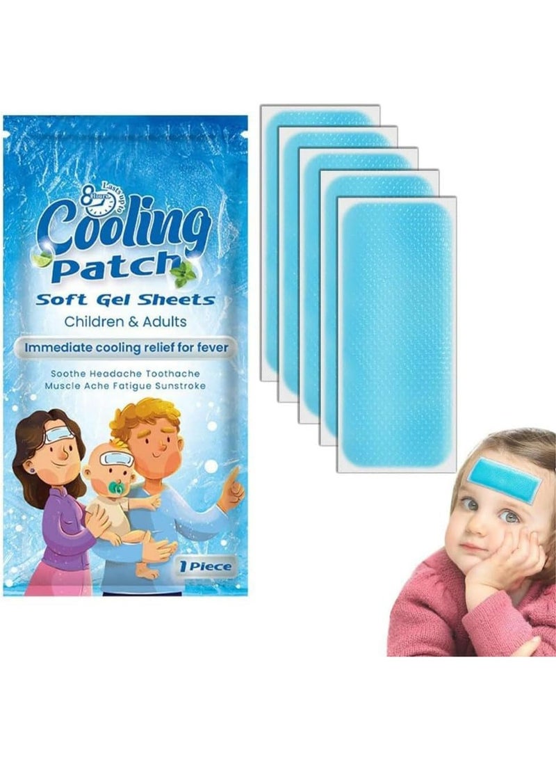 سوميفون 14 حزمة من لصقات التبريد الطبيعية من الجل الناعم لتخفيف الحمى للأطفال والصداع والصداع النصفي والتوتر والتهاب الجيوب الأنفية والوقاية من الصداع مستلزمات الإسعافات الأولية للمنزل والسفر - Image 2