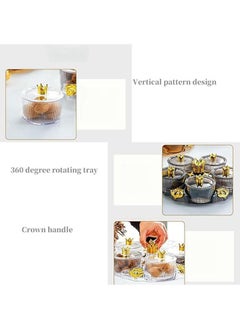 Aikenn Rotating Fruit Plate 5 Rotating Trays Rotating Snack Tray With Lid 5 Removable Snack Bowls Snack Display Plate Removable Dried Fruit Storage Plate Suitable For Vegetables Candy Nuts Cookies Chips Party（Brown）  - Image 3