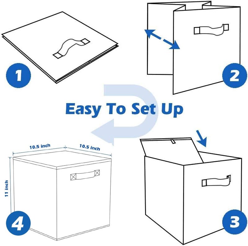 PowerKing Collapsible Storage Cubes with Handles, Fabric Foldable Bins for Closet Shelves, Durable Organization Storage Bins, 10.5'' x 11'' x 10.5'' (Black, 2Pack) - Image 5