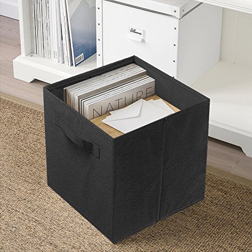 PowerKing Collapsible Storage Cubes with Handles, Fabric Foldable Bins for Closet Shelves, Durable Organization Storage Bins, 10.5'' x 11'' x 10.5'' (Black, 2Pack) - Image 2