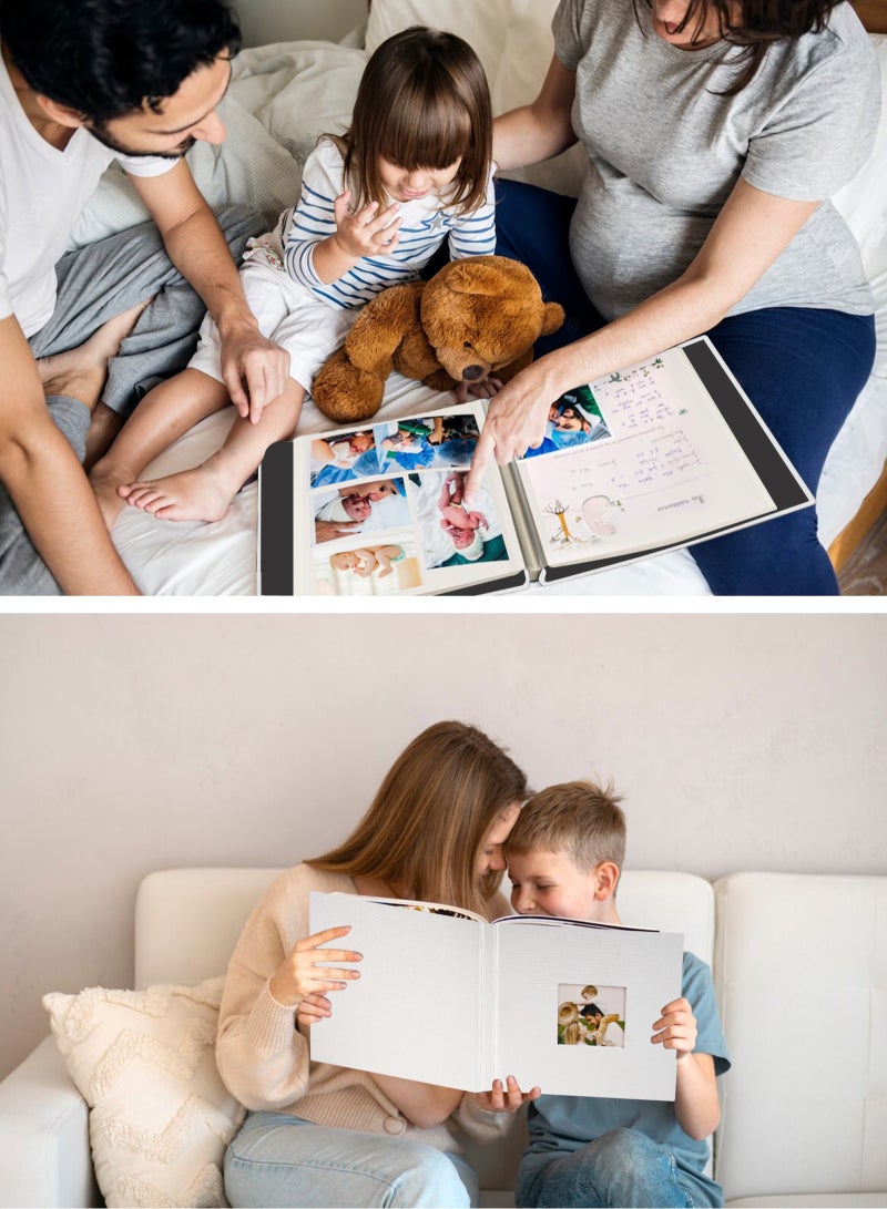 هومار كيت ألبوم صور ذاتي اللصق، 40 صفحة ذاتية اللصق، دفتر ذكريات السفر للذكرى السنوية، ألبوم عائلي مغناطيسي من الكتان الأبيض لأعياد الميلاد والزفاف وهدايا العطلات للتخرج، أبيض - Image 4