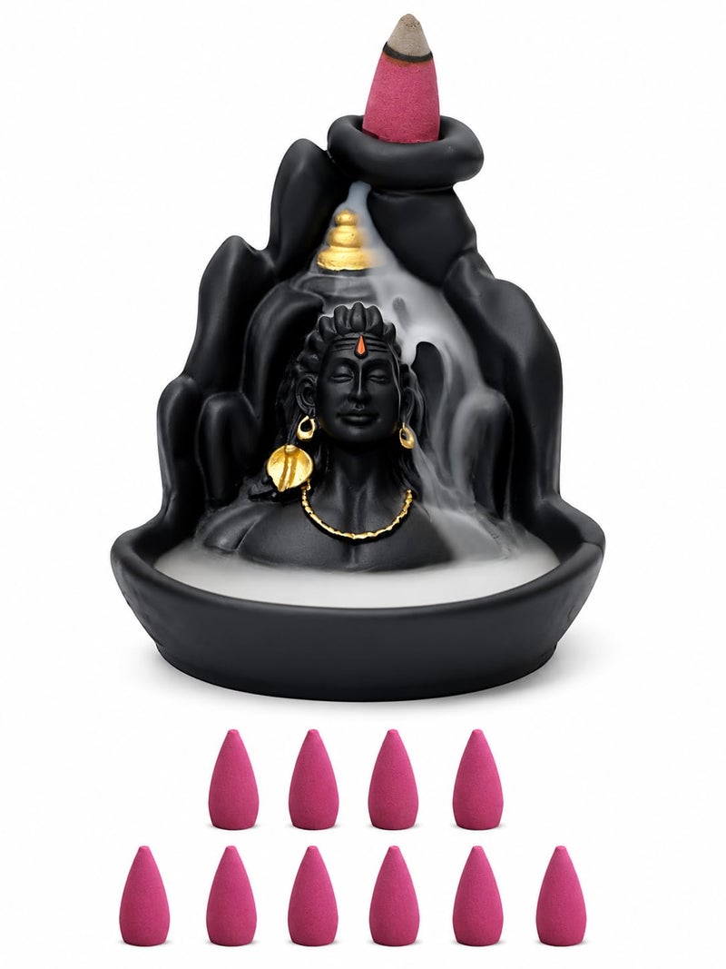 INSHREYS Lord Adiyogi Shiva Statue with Incense Folder, Mahadev Murti for Mandir, Home/Office Decor with Free 10 Incense Cones - Image 1