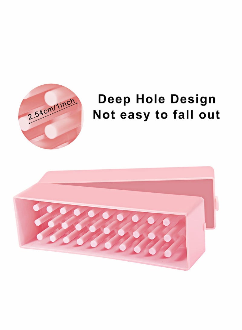 Dustproof Nail Drill Bit Holder with 30 Slots, Pink Acrylic Organizer for Nail Salon Tools (Bits Not Included) - Image 4