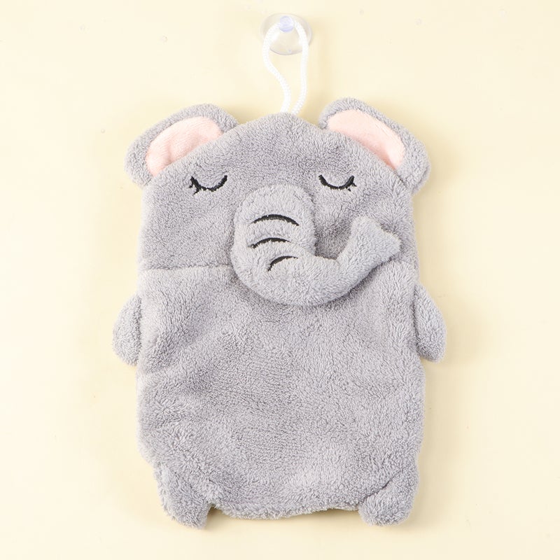 1PC Cartoon Baby Towel Coral Fleece Water Absorption Bathing Towel for Infant Newborn (Grey Elephant) - Image 3