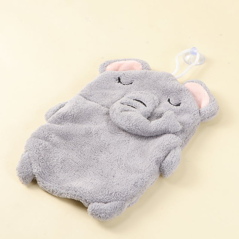 1PC Cartoon Baby Towel Coral Fleece Water Absorption Bathing Towel for Infant Newborn (Grey Elephant) - Image 5