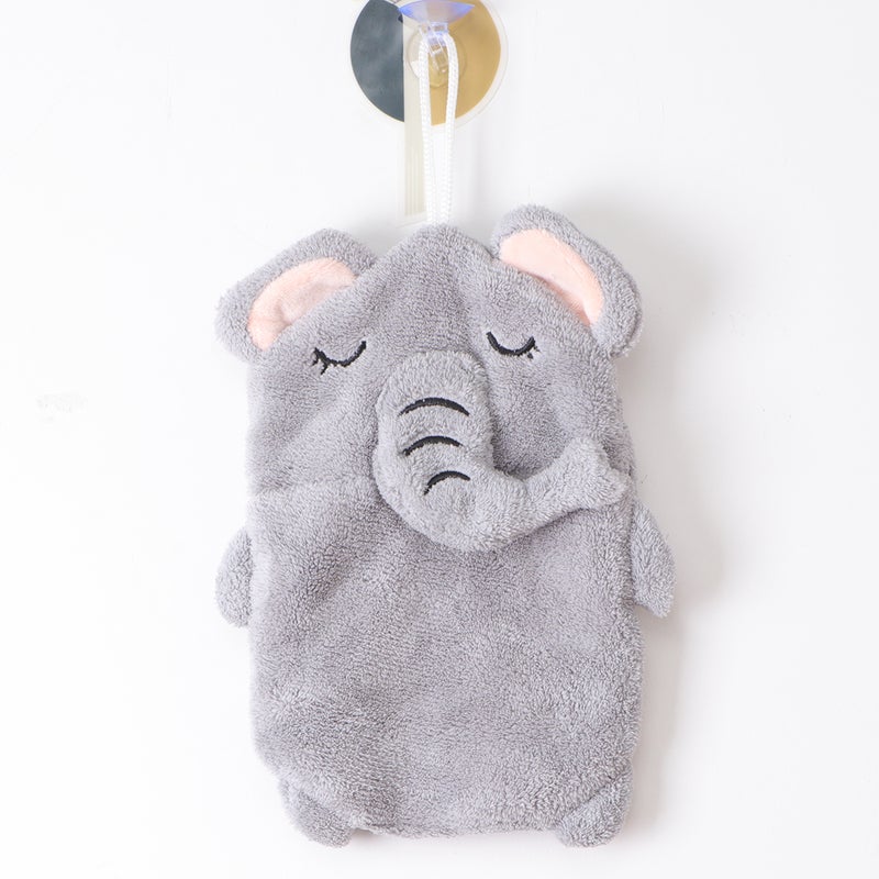 1PC Cartoon Baby Towel Coral Fleece Water Absorption Bathing Towel for Infant Newborn (Grey Elephant) - Image 1