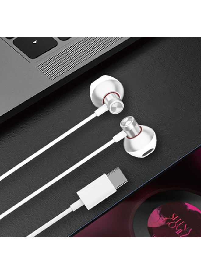 Starfire Type-C Earphones with Digital Decoder Chip 14mm Dynamic Driver In-Ear Wired Headphones with Mic White - Image 4
