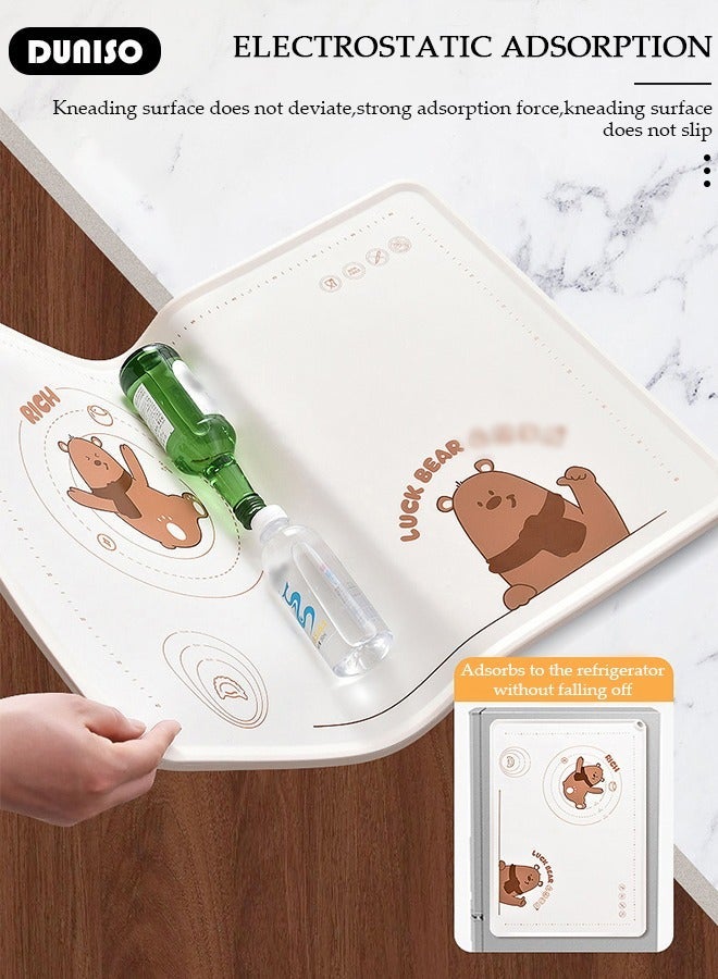 DUNISO Silicone Baking Mat for Rolling Dough, Silicone Dough Mat for Electrostatic Adsorption, Non Slip Waterproof Silicone Pastry Mat, Reusable Non Stick Baking Mat with Dough Cutter Pastry Brush and Tie Up for Cookies, Bread, Pizza, Fondant - Image 2