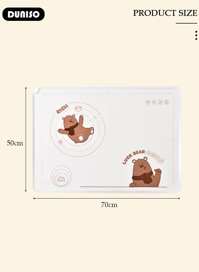 DUNISO Silicone Baking Mat for Rolling Dough, Silicone Dough Mat for Electrostatic Adsorption, Non Slip Waterproof Silicone Pastry Mat, Reusable Non Stick Baking Mat with Dough Cutter Pastry Brush and Tie Up for Cookies, Bread, Pizza, Fondant - Image 4