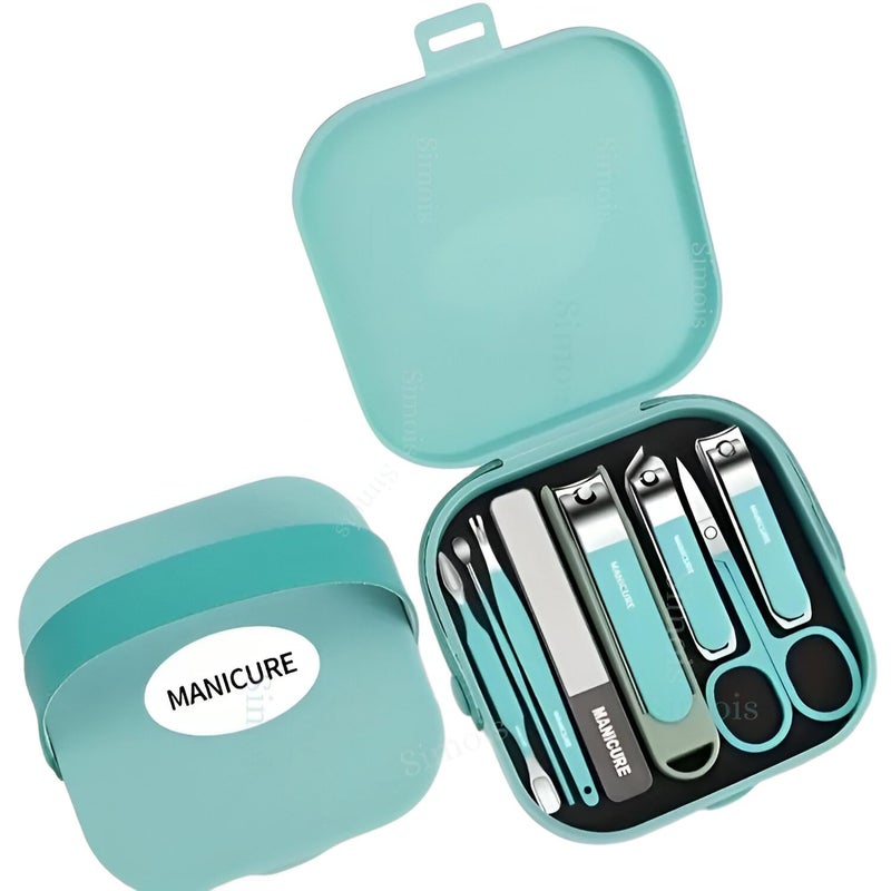 Simois 8 in 1 Nail Clipper Set – Professional Manicure & Pedicure Kit for Men & Women Portable Nail Clippers Set Stainless Steel Fingernail Clippers Personal Grooming Kits, Nail Care Kit Comes with Storage Box, Ideal for Nail Art & Foot Care, Women Portable Nail Clippers Set (Pack of 1, Green) - Image 1