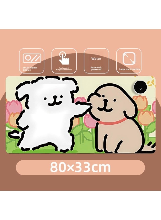 Cartoon Heating Hand Warmer Wrist Pad Mouse Pad Computer Hand Pad Leather Table Pad Keyboard Pad Shortcut Key Mouse Pad-Color:330*800*1.8mm-Pattern:L-1355 - Image 1