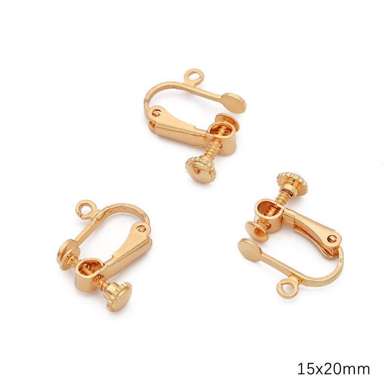 Cross-border Hot Sale 14K/18K Copper Plated Color Preservation Spiral Ear Clip No Ear Holes Frog Clip DIY Jewelry Earrings Accessories #10 15 × 20mm Electroplated 18K Gold