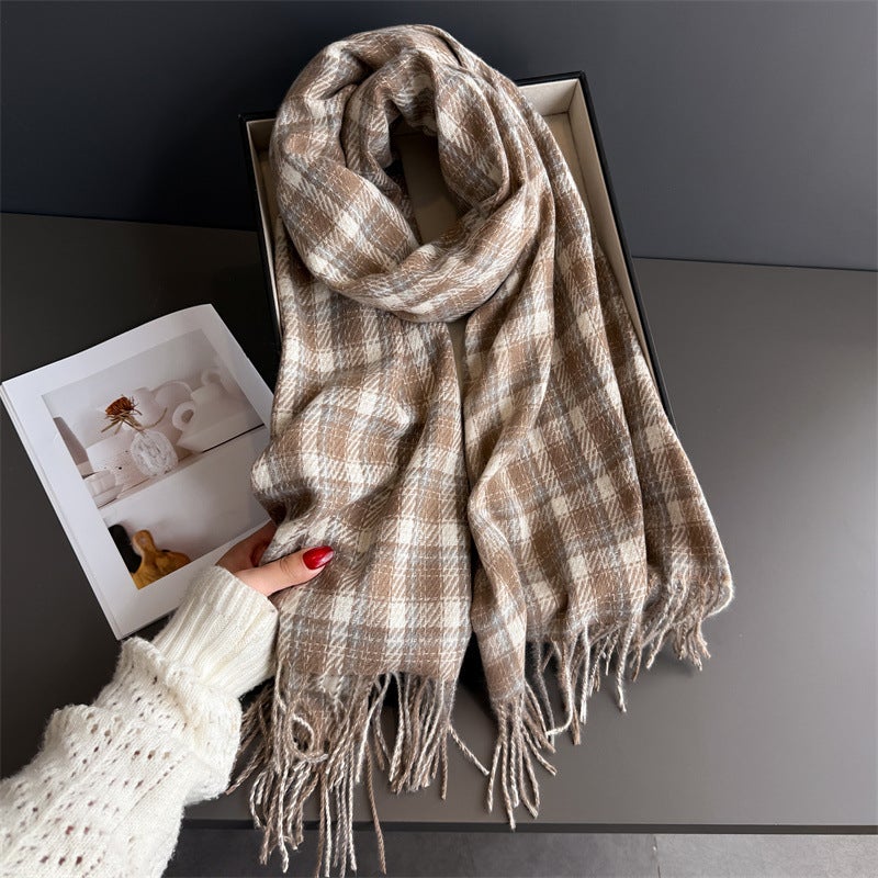 كوريا بلايد الخريف والشتاء الغلاف الجوي شال دافئ شال ملابس العمل الرجال والنساء زوجين متعددة الاستخدامات شال تقليد الكشمير - Image 5