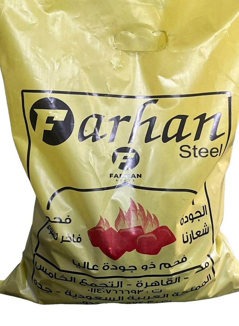 فرحان استيل فحم فارحان ستيل المضغوط الفاخر – 5 كجم من الفحم الطبيعي للشواء، المشاوي، والتدفئة – يدوم طويلاً مع دخان منخفض - Image 1