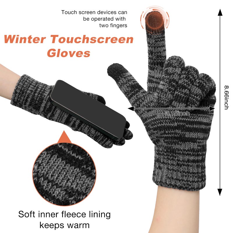 Tavaleu Womens Winter Beanie Hat Scarf Gloves Set, Pom Beanie Warm Knit Scarf Touchscreen Gloves for Cold Weather - Image 4