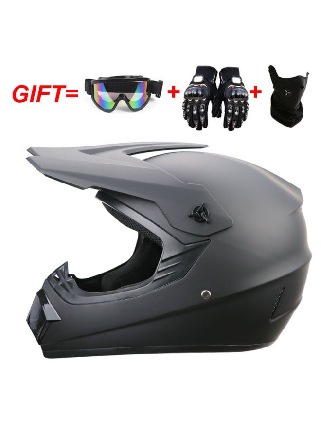 ABS Motorcycle Off-Road Half Helmet (Black, Small) - Four Seasons - Includes Goggles, Mask & Gloves