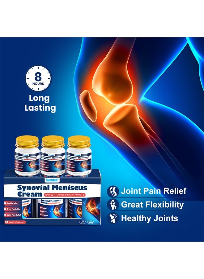 Sumifun 3PCS Synovial Meniscus Cream, Pain Relief Ointment, Meniscus Damage Leg Knee Arthritis Cream, Fast Absorbing Hand And Foot Tenosynovitis Cold Gel, Knee Joint Pain Relief Ointment - 16g*3PC - Image 2