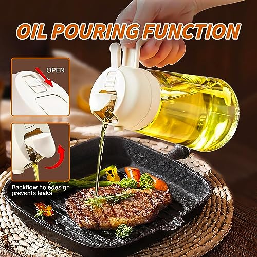 Kriq 2 In 1 Oil Sprayer And Dispenser Bottle for Cooking, Olive Oil Sprayer & Oil Dispenser, Premium Glass & Nozzle Air Fryer Oil Spray Bottle 500ML For Kitchen, BBQ, Salad, Frying, Baking. - Image 3