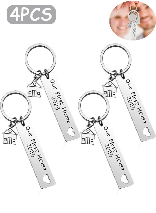 MXN 4 PCS Keychain, New Home Keychain House Keyrings 2025 Housewarming Gift, Keychain House Pendant Keyring for Home Decorative - Image 1