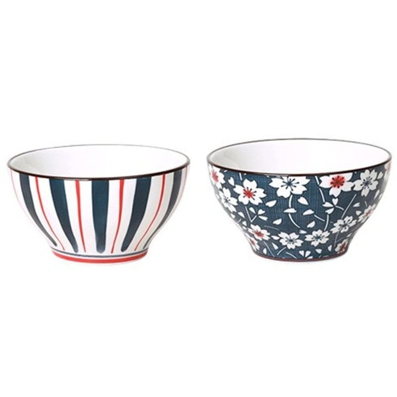 SHFTI Ceramic Bowls Vibrant Multicolour Perfect for Cereal Salads Deserts Ice Cream Breakfasts Noodles Rice Soups Dishwasher Microwave Safe Set of 2 - Image 1