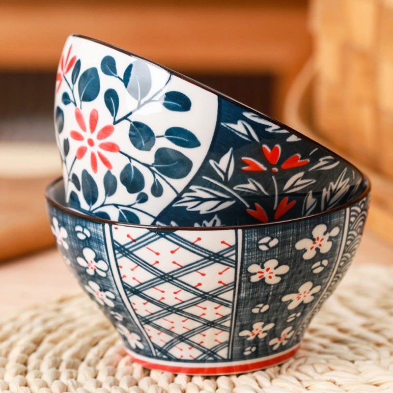 SHFTI Ceramic Bowls Vibrant Multicolour Perfect for Cereal Salads Deserts Ice Cream Breakfasts Noodles Rice Soups Dishwasher Microwave Safe Set of 2 - Image 2
