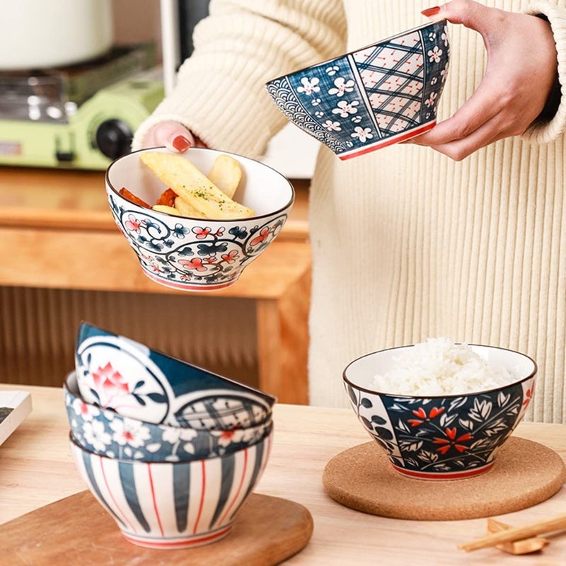 SHFTI Ceramic Bowls Vibrant Multicolour Perfect for Cereal Salads Deserts Ice Cream Breakfasts Noodles Rice Soups Dishwasher Microwave Safe Set of 2 - Image 4