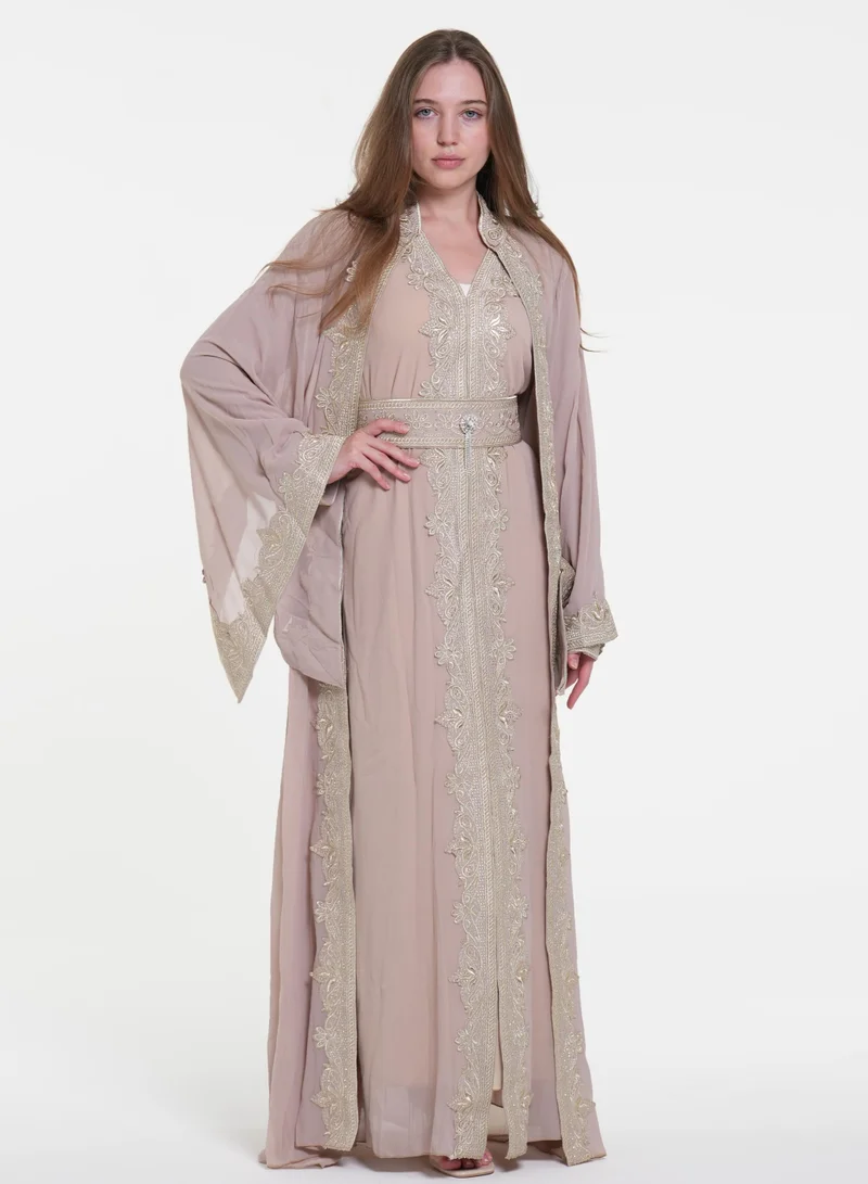 AL BENT AL SHARQIEH embroidered chiffon caftan dress