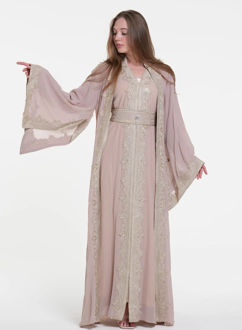 AL BENT AL SHARQIEH embroidered chiffon caftan dress