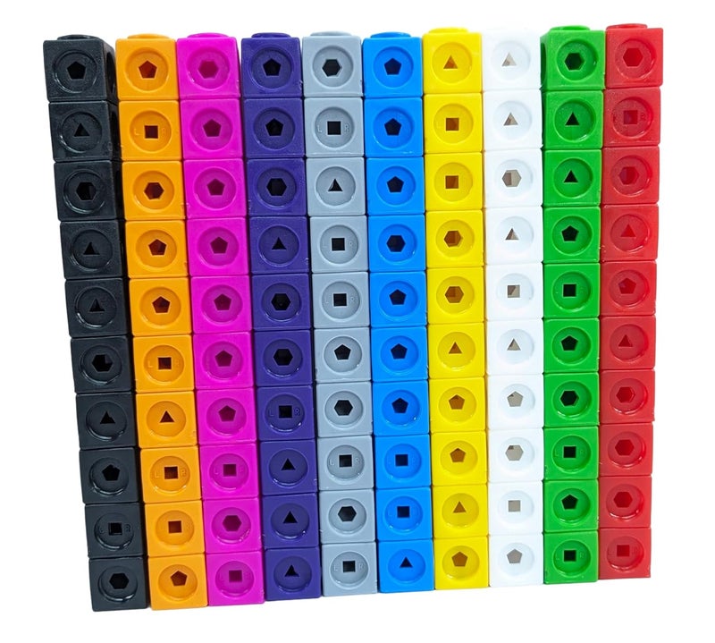StepsToDo Pack 100 Pieces Maths Cubes in 5 Colours. Math Teaching Aid. 2CM Size. Educational Blocks Interlocking Counting Cubes. Linking Cubes. Snap Cubes. with Activity Booklet For Teen - Image 2