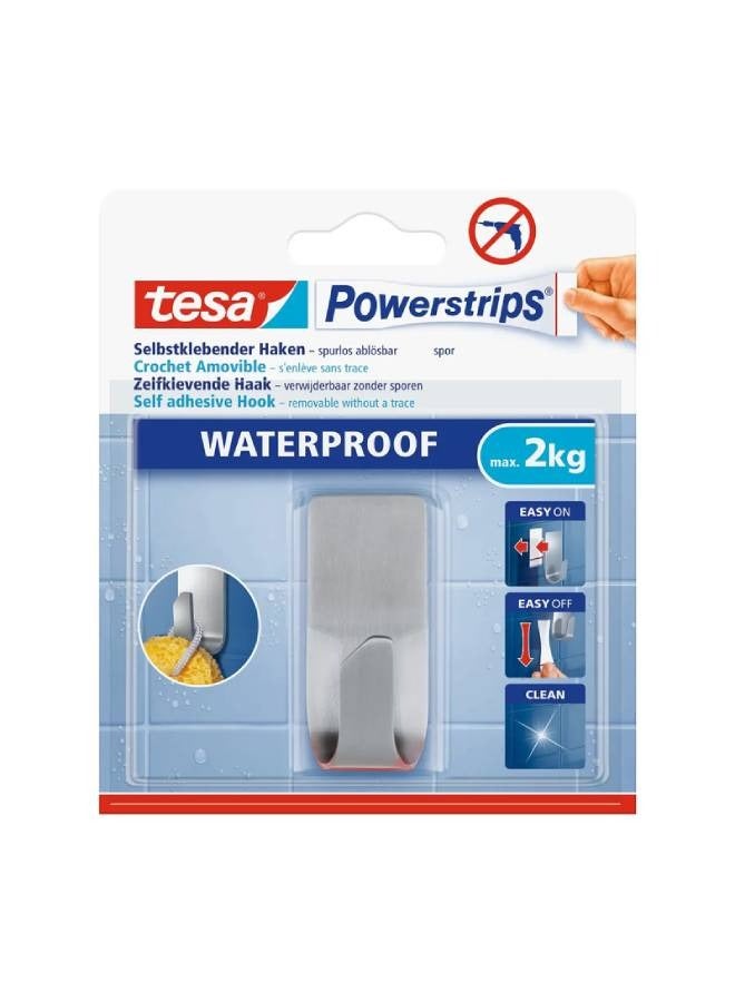 Tesa Self-Adhesive Stainless Steel Hook For Waterproof Bathroom For Installation