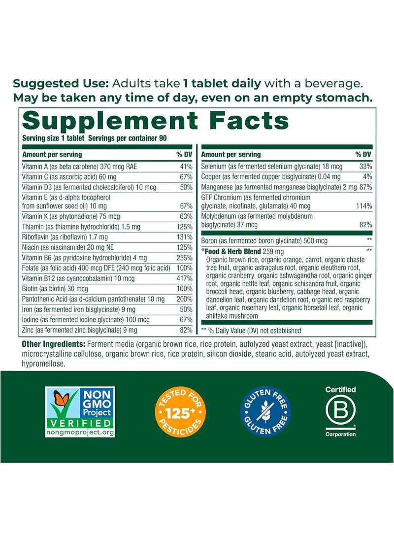 MegaFood - MegaFood Women's One Daily Multivitamin for Women - with Iron, B Complex, Vitamin C, Vitamin D, Biotin and More - Plus Real Food - Immune Support Supplement - Bone Health - Vegetarian - 90 Tabs - Image 1