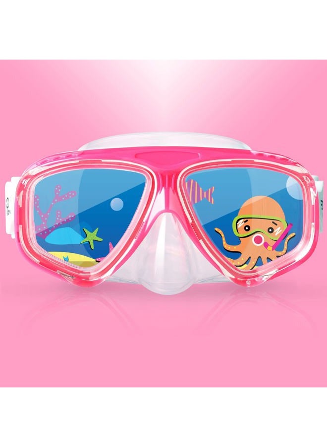 EXP VISION Kids Swim Mask, 180° Panoramic Child Diving Mask Anti-Fog Kids Swim Goggles with Nose Cover for Swimming, Diving, Snorkeling for Boys and Girls Age 4-14 (Sweet Pink) - Image 1